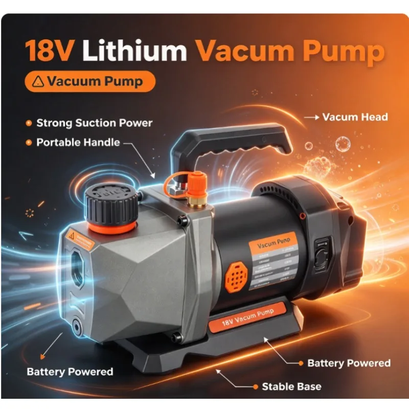 1L Single Stage Brushed Vacuum Pump,18V Bare Cordless Extractor for AC Repair,Lab Filtration,Screen Lamination Charger