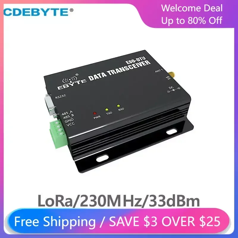 

CDEBYTE LoRa 230MHz 2W 33dBm RS232 RS485 Narrowband TCXO E90-DTU-230N33 Wireless Transceiver Long Distance 8km Radio Modem