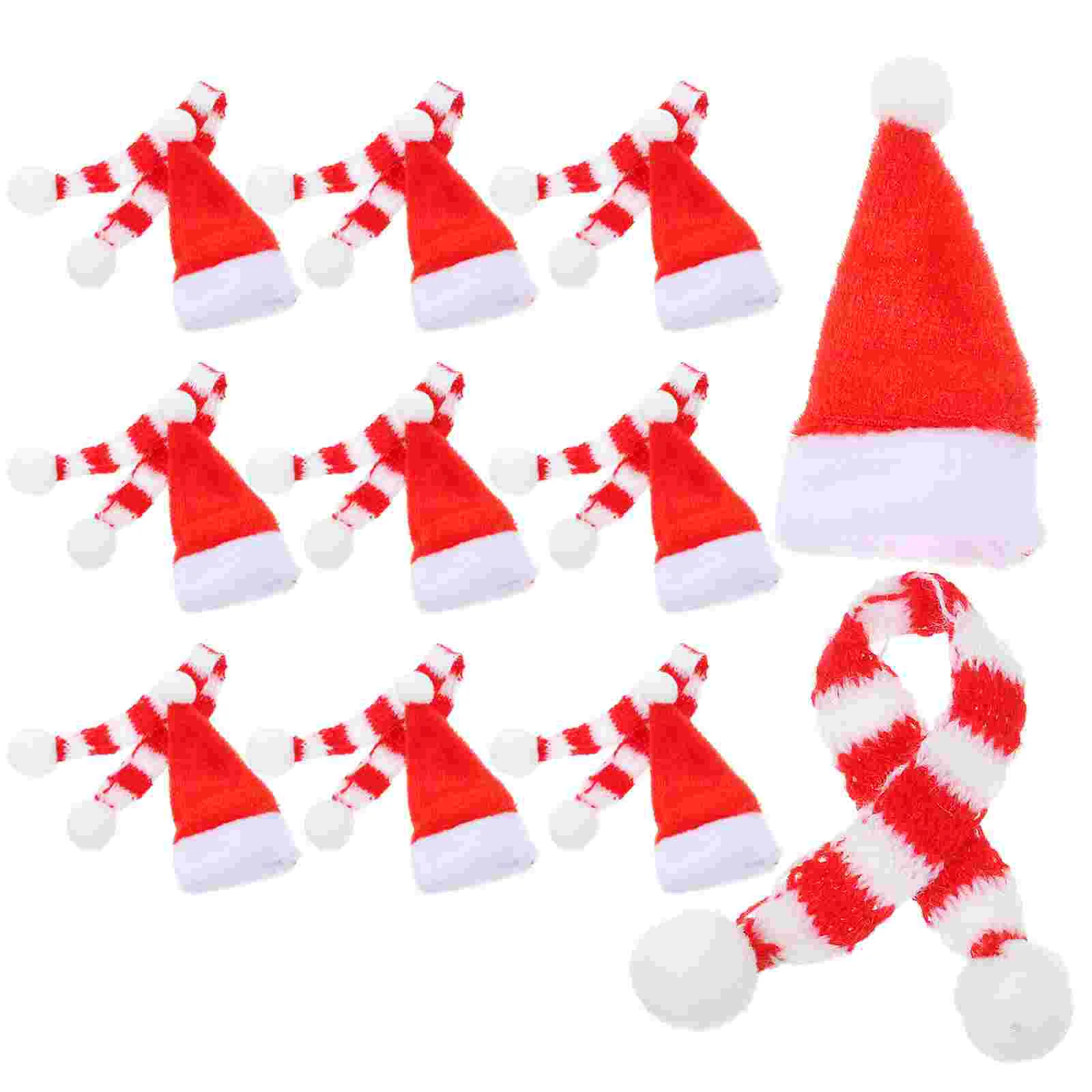 20 pçs chapéu de natal xadrez noel decoração mini patos bonecas do bebê cachecol de malha ornamento de natal decorações artesanais