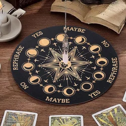 Black Round Wooden Pendulum Board moon lunar phase changes Carved Dowsing Divination Board Creative Altar Supplies Home Decor