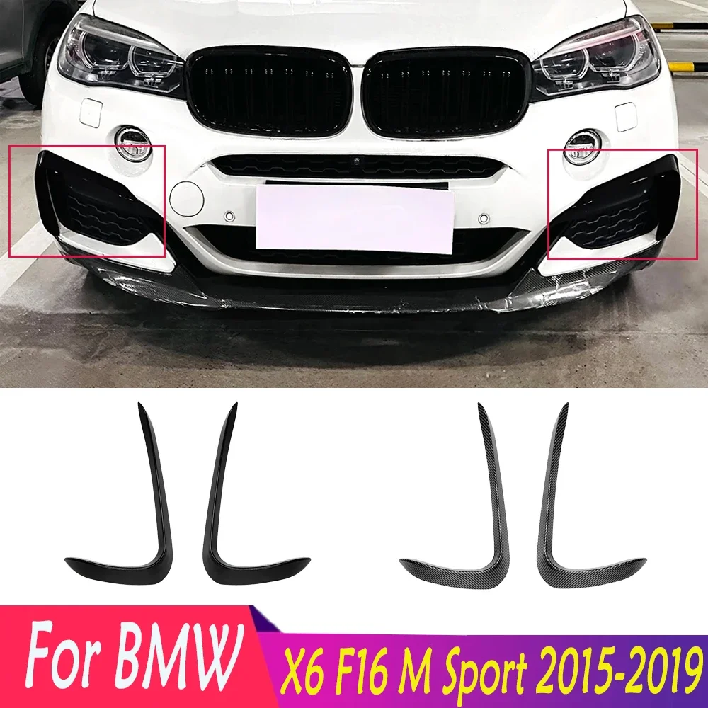 2Pcs Front Bumper Cover Wind Knife Fog Lamp Trim Blade Trim Light Car Accessories For BMW X6 F16 M Sport 2015-2019