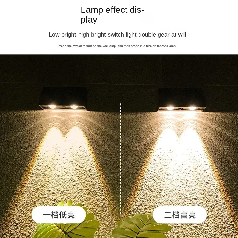 

Solar wall lamp household outdoor lamp waterproof wall washer upper and lower luminous balcony garden decoration garden lamp