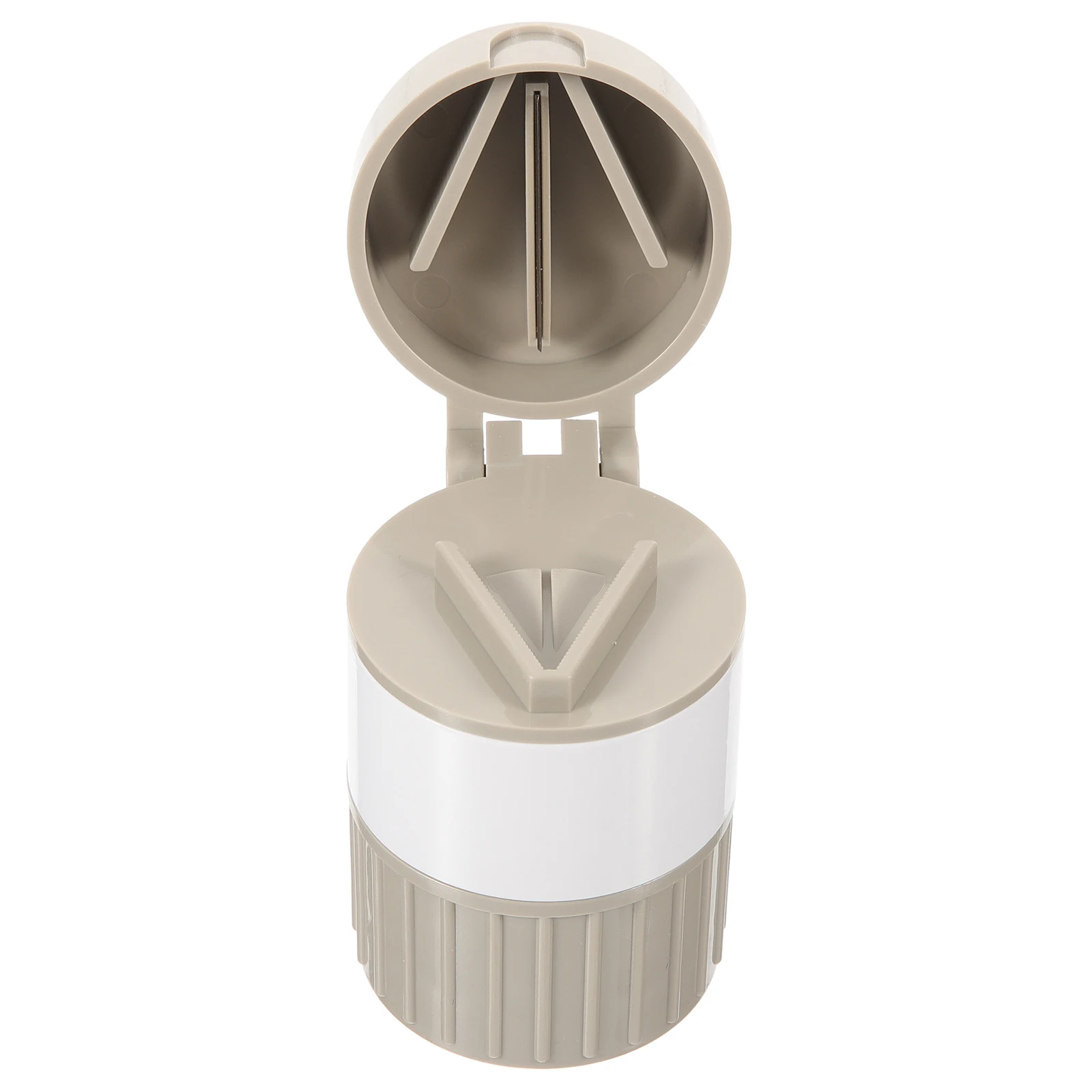 

4in1 Pill Grinder Divider Storage Case Gray Medication Dispenser Travel Organizer Portable Pills Case Container