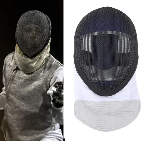 Fencing Sports Mask Fencing Protective Helmet with Padded Bib for Daily Practice and Competition Black Fencing Helmet