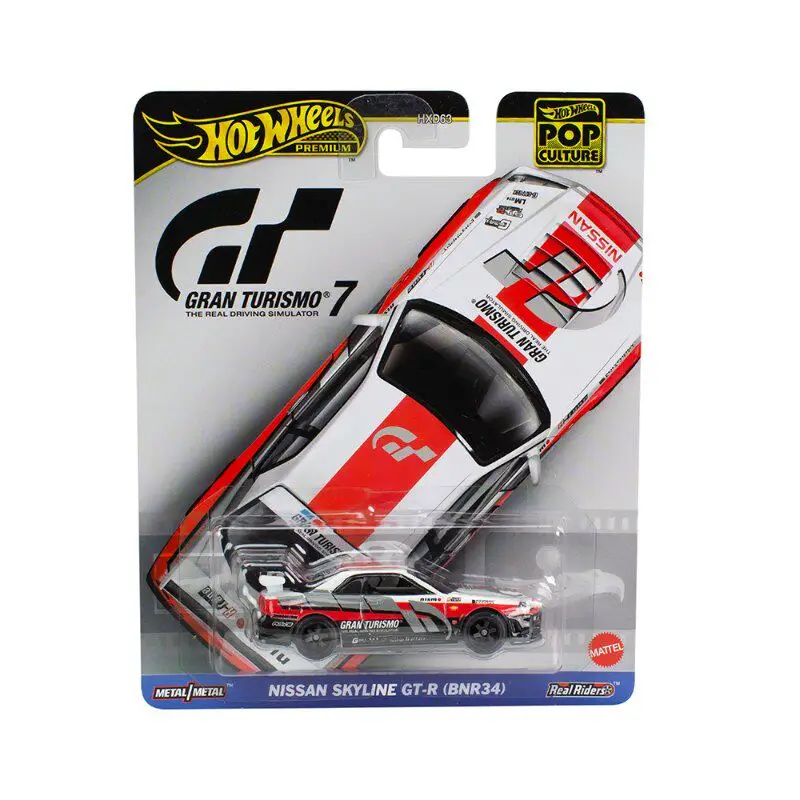

Hot Wheels Premium Pop Culture Series Nissan Gtr Bnr34 Turismo 7 Tires Metal Diecast Model Collection Vehicle For Fans Gift