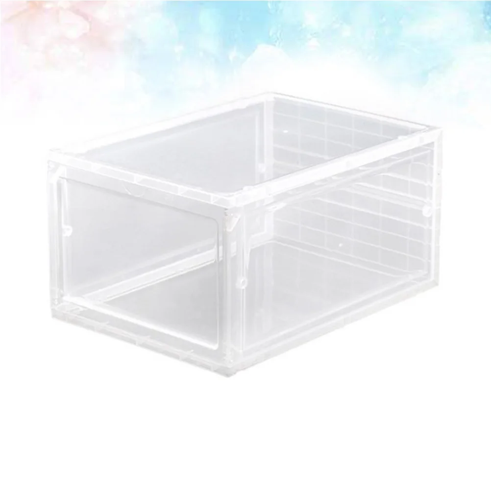 

1pc Magnetic Shoe Box 128 Dust-proof Foldable Organizer Container Basketball Shoes Plastic Transparent Anti-scratch Save Time