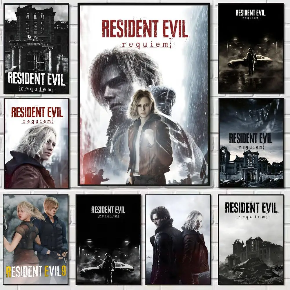 Game Resident Evil 9 Poster Self-adhesive Art Waterproof Paper Sticker Coffee House Bar Dorm Room Wall Decor