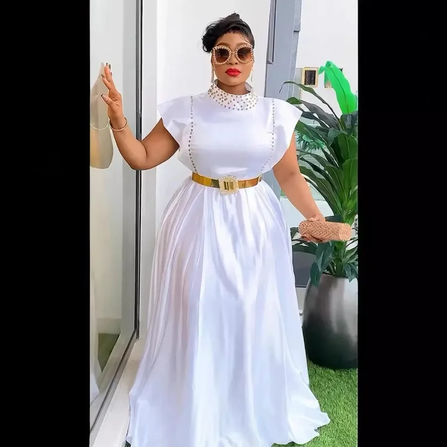 Vestidos africanos para as mulheres 2024 elegante verão moda sem mangas festa de casamento vestido longo plus size vestido de noite roupas das senhoras