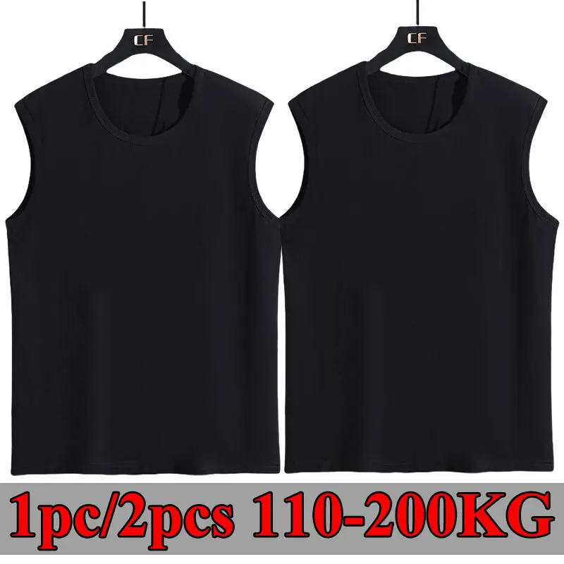 

1/2pcs Full Cotton Men's Tanks Tops Plus Size Summer Vest Gym Streetwear Sleeveless Shirt Workout Fitness Sports Male Clotthing