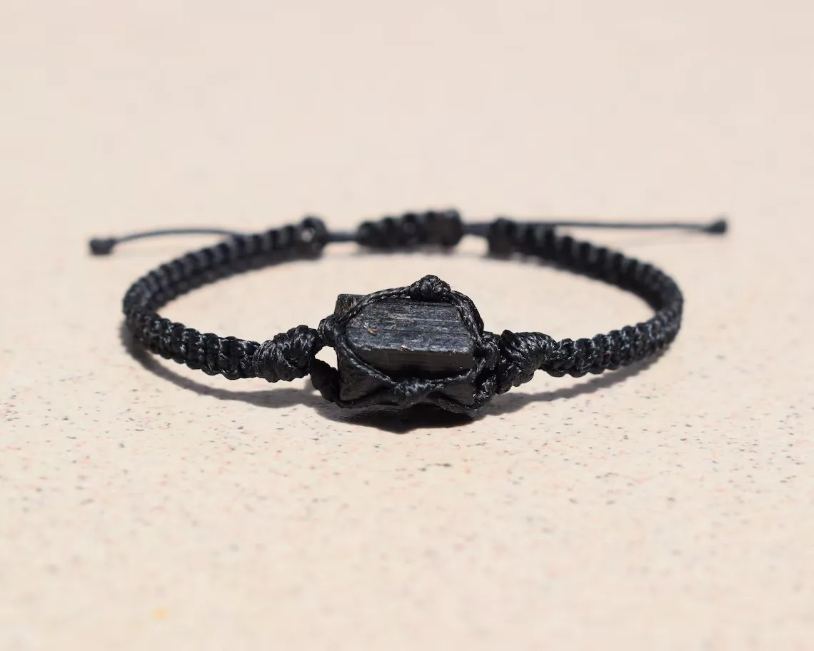 Schwarzes Turmalin-Armband Naturstein-Schmuck Personalisierte Armreifen Paar-Armbänder Herren-Armbänder Damen-Handaccessoires – Detail 19