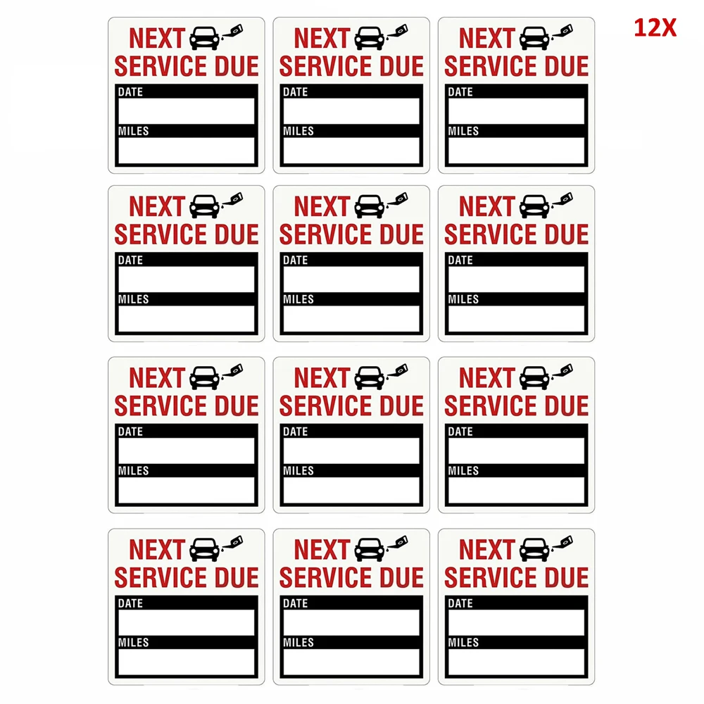 2 X 2inch 12Pcs Car Next Service Due Reminder Sticker Written Decals Car Sticker