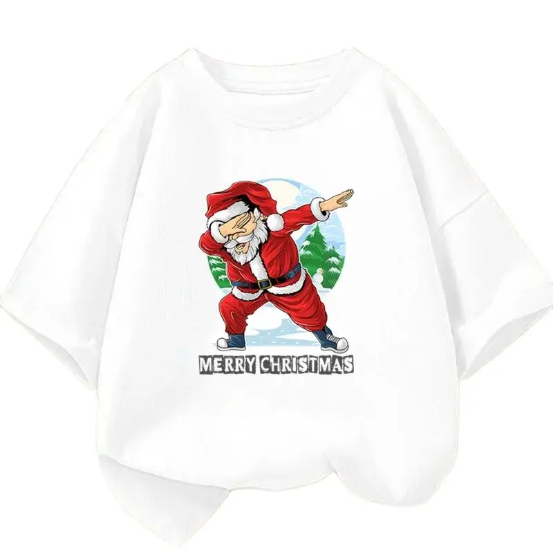 

Merry Christmas New Fashion Funny Santa Gift Graphic Kids Red Tshirts Boys Short Sleeve Children T-shirt Girls Casual Tops Tee