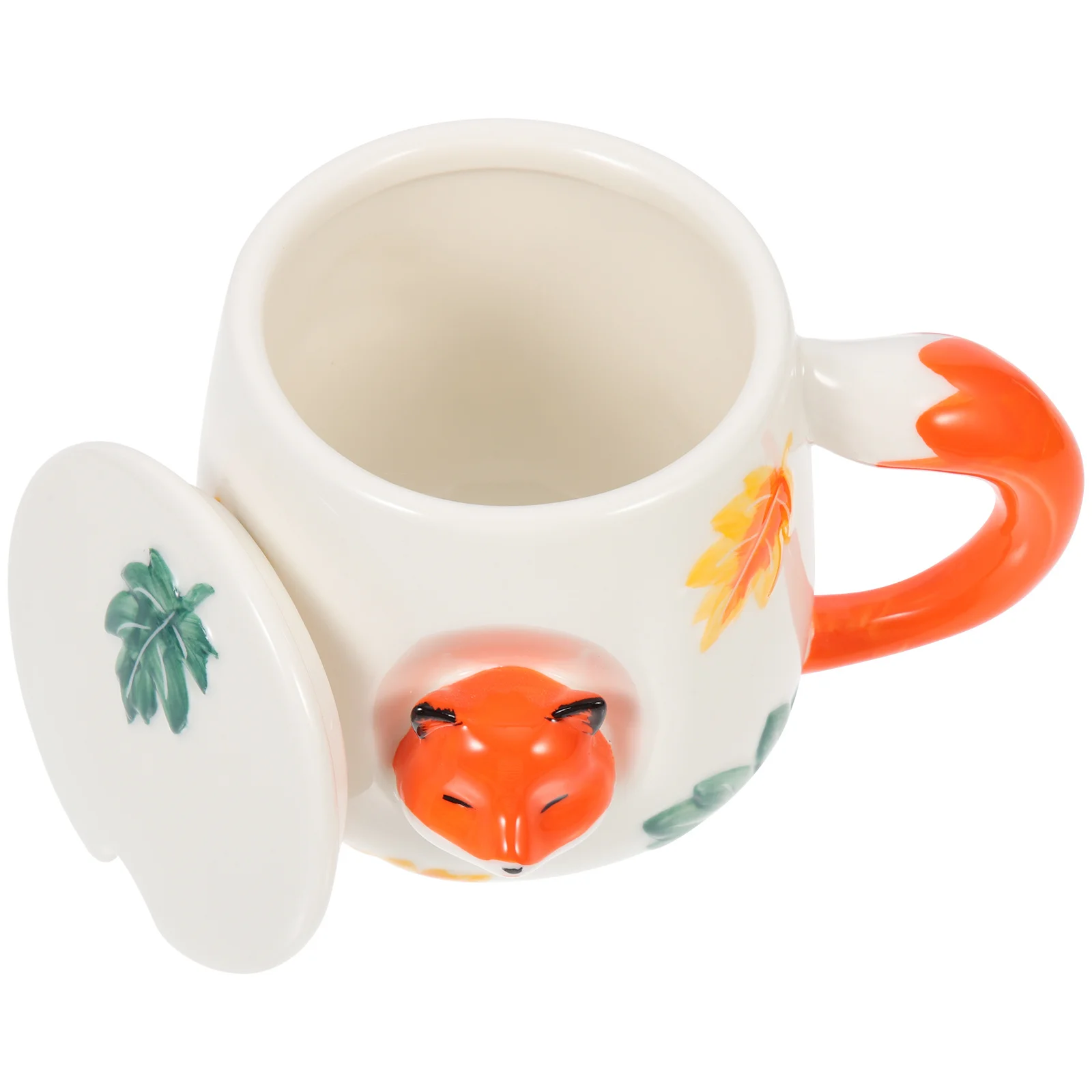 

1Set Cartoon Style Ceramic Coffee Cup Milk Mug with Rounded Mouth Thick Handle for Household Kitchen Party Gift