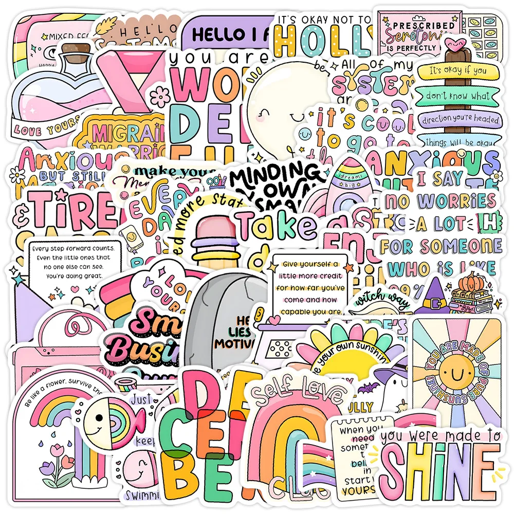 

10/50PCS New Funny English Phrase Graffiti Sticker Cute Cartoon Decal Notebook Phone Guitar Fridge Skateboard Bike Car Kid Toys