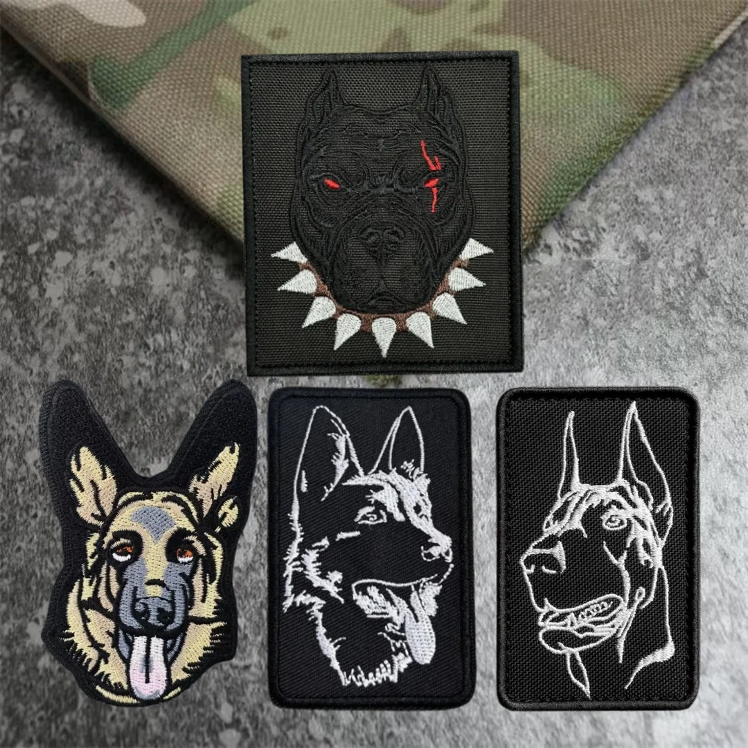 German Shepherd Dog Embroidered Tactical Patch Hook&Loop Patches Doberman Morale Badge Military Bulldog Armband Backpack Sticker