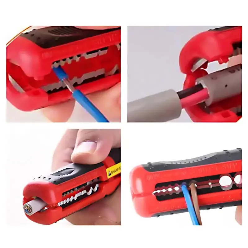 RG59 RG6 Automatic Wire Stripper with Clamp Portable Electric Wire Stripping Tool Cutter Pliers Coaxial Cable Stripper Hand Tool