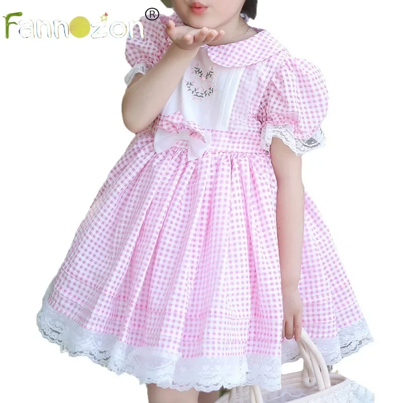 2ps Hairpin New Kids Clothing Lolita Lacs Voile Kids Clothes Baby Summer Dress Girls Casual Soft Design Princess Vestidos 2-7T