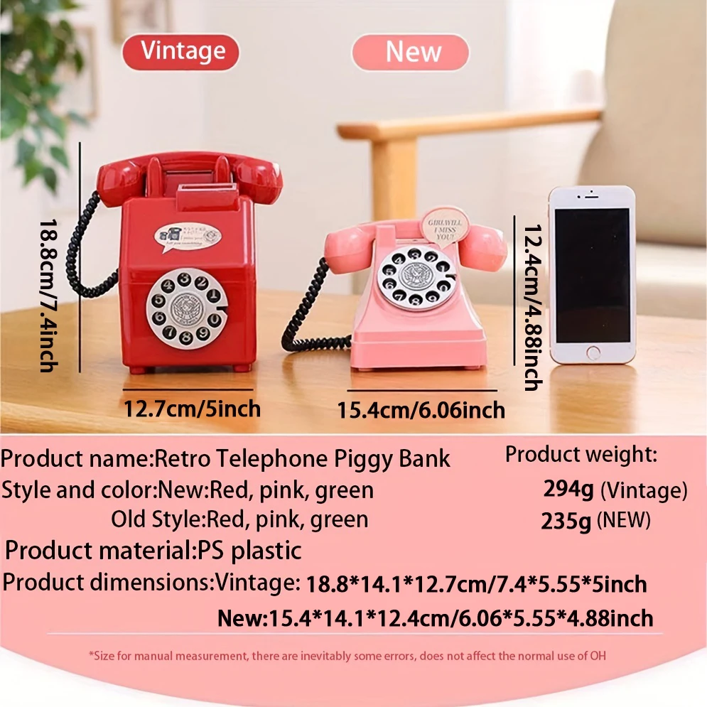 Retro-Telefon-Spardose Geschenk für Jungen und Mädchen Kinder-Fotografie-Requisiten Aufbewahrungsdose Zimmer-Foto-Requisiten Dekoration Geschenke – Detail 4