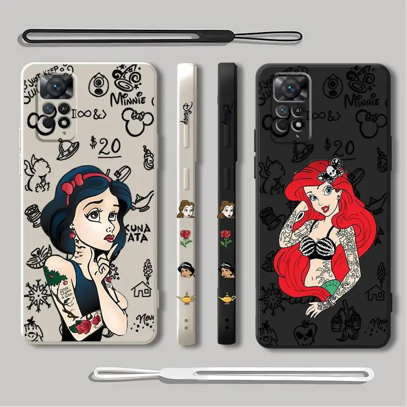 Disney Tattoo Ariel Princess Case for Xiaomi Redmi Note 13 Pro 5G 12 11 10 12S 11S 10S 14C 13C 12C X3 NFC 11T Funda Phone Cover