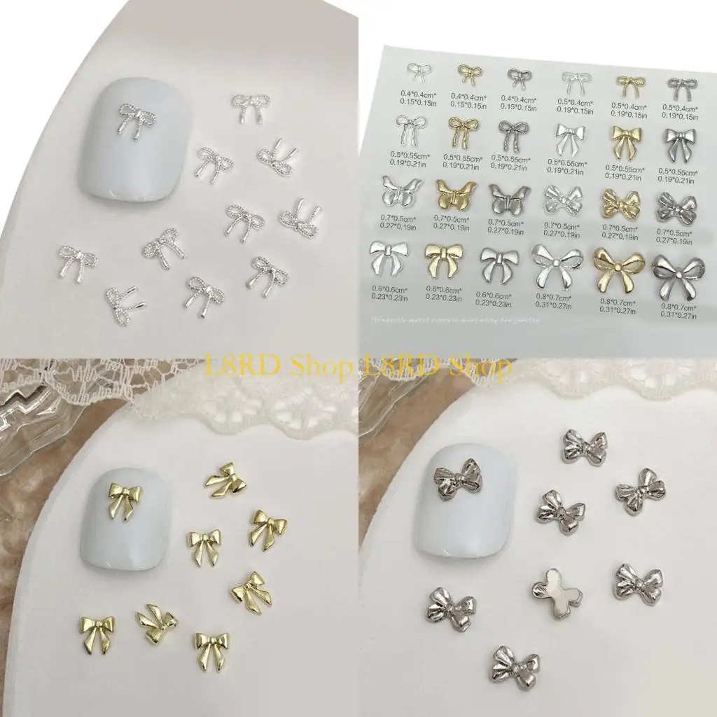 

L8RD 20pcs Metal Bowknot Nails Art Decoration Charms for Women Nails Art