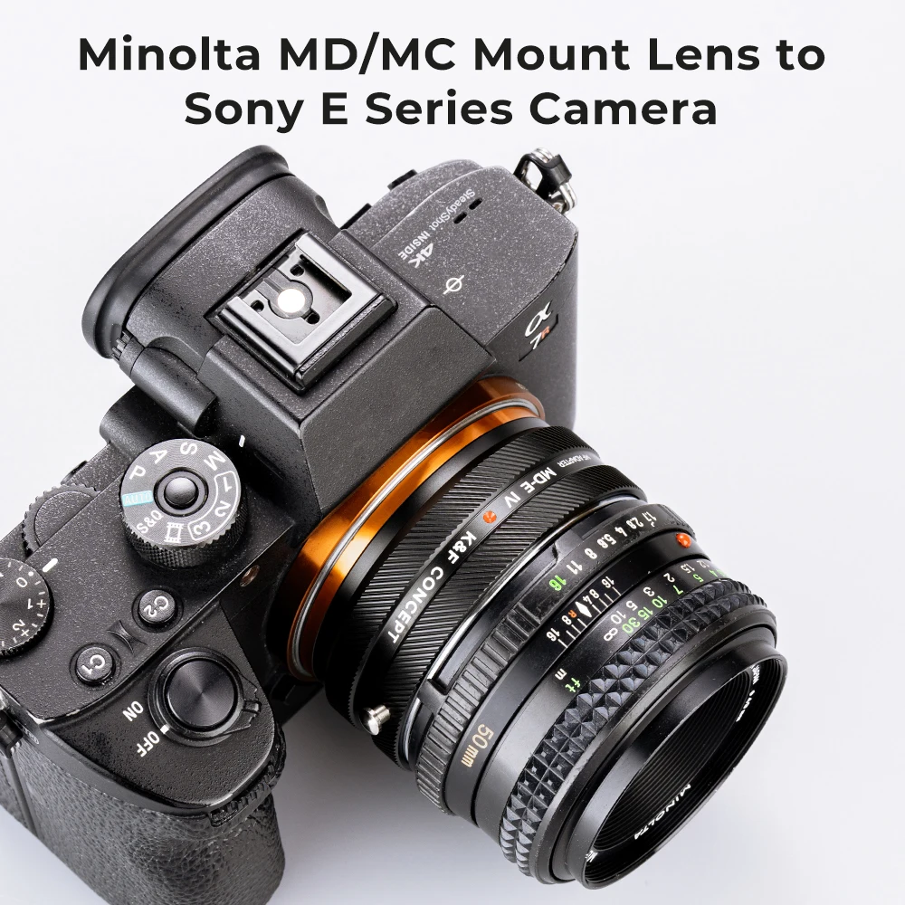 K&F Concept MD-E IV PRO Minolta MD Mount Lens to Sony E FE Mount Camera Adapter Ring for Sony A3500 A5100 A6400 A6500 A7R A7S