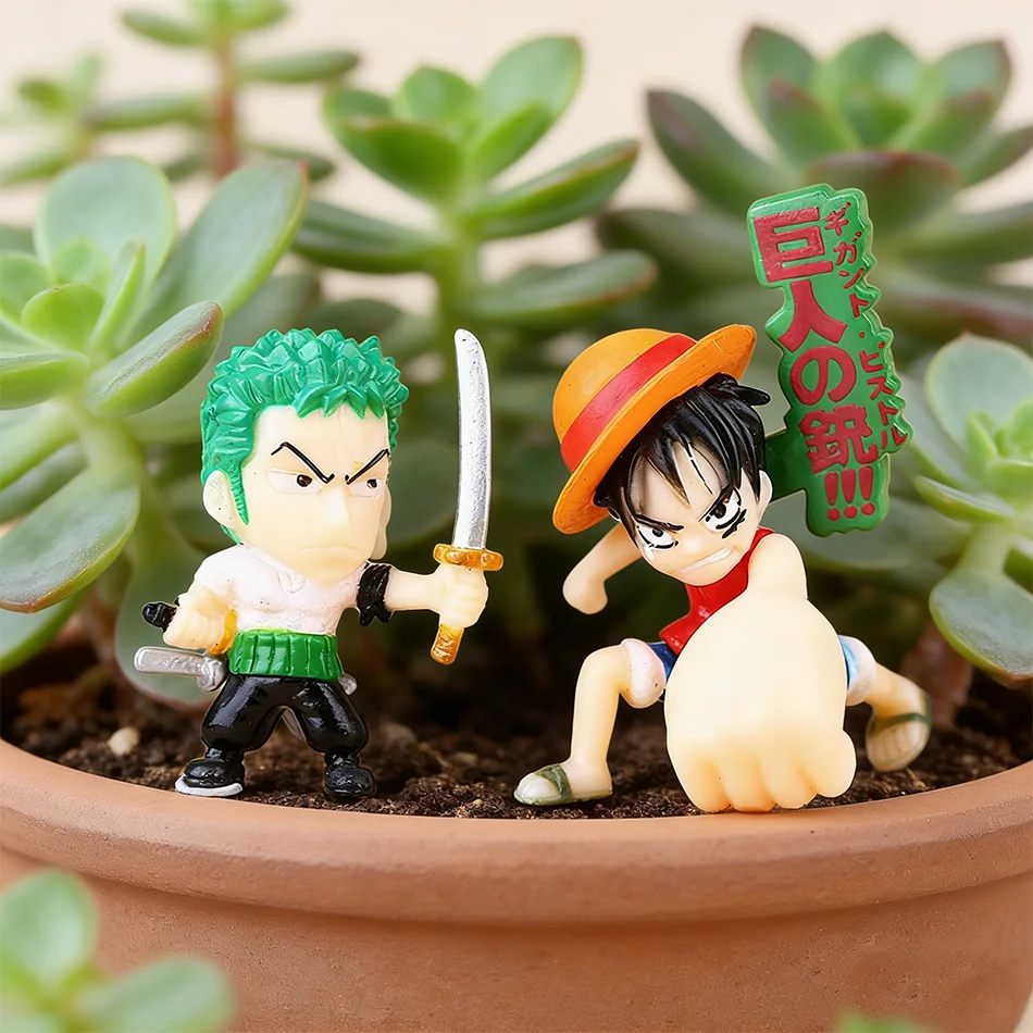 6-teiliges Set Mini One Piece Anime Actionfiguren - Monkey D. Luffy PVC-Statue Sammlerstück Modell Spielzeug für Kinder Geschenke