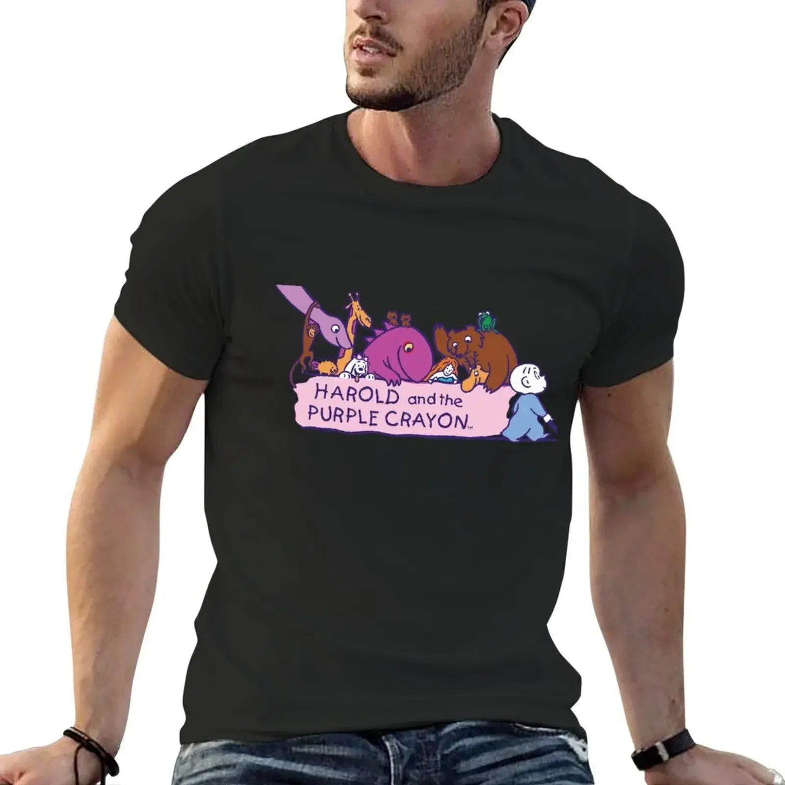 Harold and the Purple Crayon Animals T-Shirt graphic shirts plain Aesthetic clothing sweat outfits for men