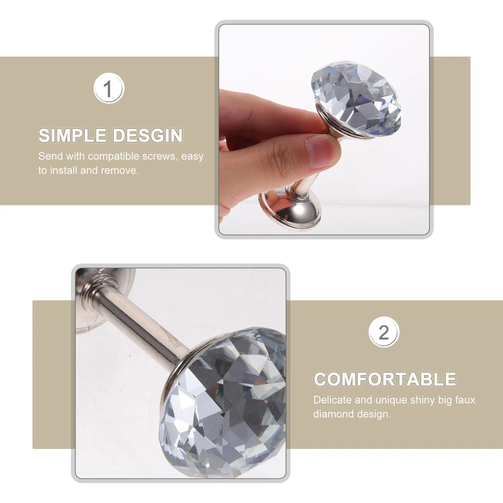 2Pcs Silver Curtains Tiebacks Shiny Large Faux Diamond Zinc Alloy Drapery Tie Backs for Home Decor Wall Door Hat Clothing view 3