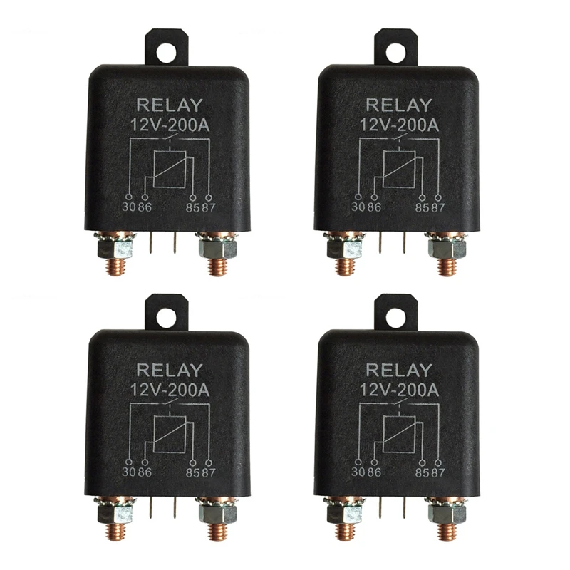 4X 12V 200A Normally Open 4 Pin Relay - Heavy Duty Automotive Marine Split Charge