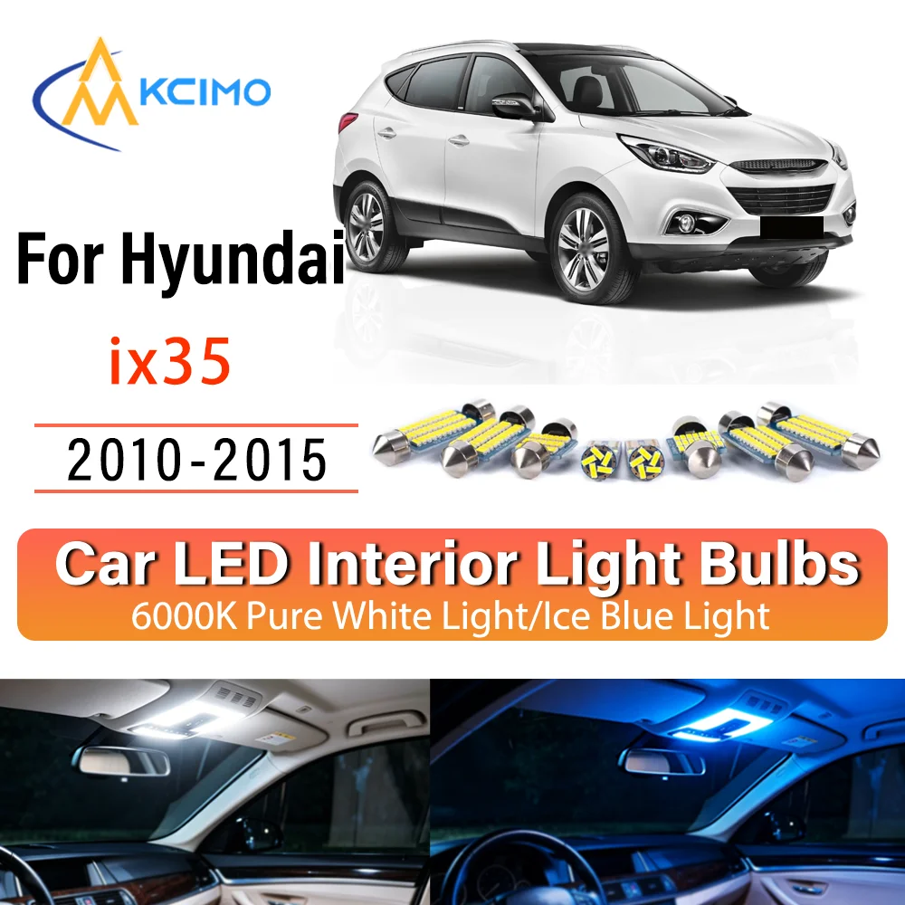 Kit de remplacement de lampes intérieures LED à éclat persistant pour Hyundai ix35 2010-2015 2011 2012 – Amélioration des lampes de dôme, de lecture, de coffre et de habitacle