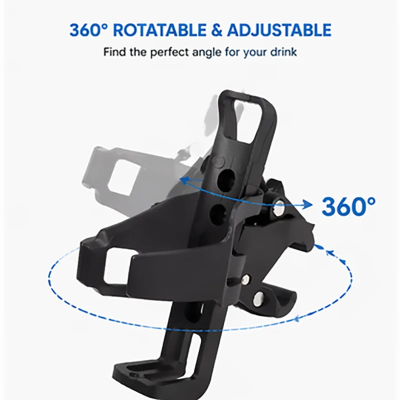Universal Adjustable Stroller Cup Holder Bottle Holder for Wheelchair Bike Walker Scooter Pushchair 360 Rotating Clamp Mount