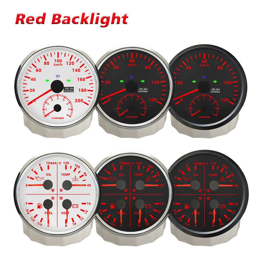 

Rhaxel 110MM GPS-спидометр 120M 200K с тахометром 0-8000 об/мин с многофункциональным уровнем топлива 4в1, 10 бар, давление масла для автомобиля