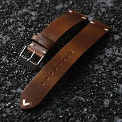 Handmade Head Layer 18 19 20 21 22MM,Brown Italian leather Watchband Soft Men Ultra-Thin Bracelet Vintage High Leather Straps