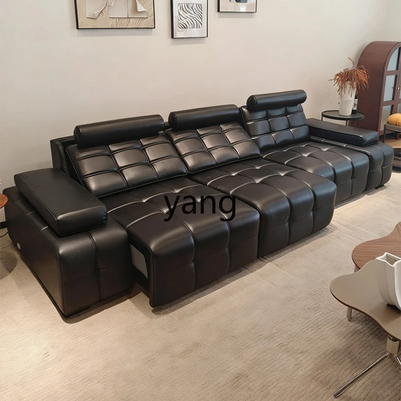 

LTT electric sofa small apartment living room black Italian minimalist function sofa bed