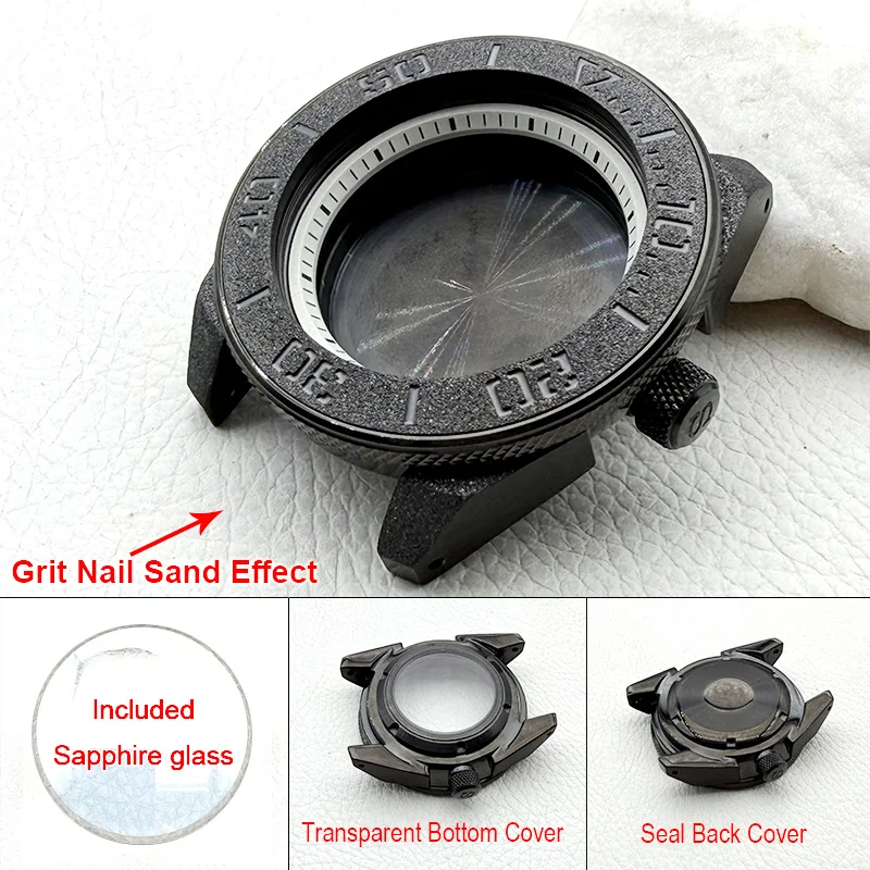 

45mm Black Mod SRPF Samurai Series Men's Diving Watch Case Fits NH35 NH36 7S 4R Movement 200M Water Resistance Watch Case Custom