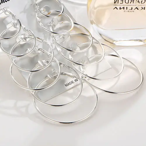 6 Pairs /set Step Diameter Hoop Earrings Big Circle Earring Fashion Jewelry for Women Girls Steampunk Ear Clip Earrings 2020 NEW