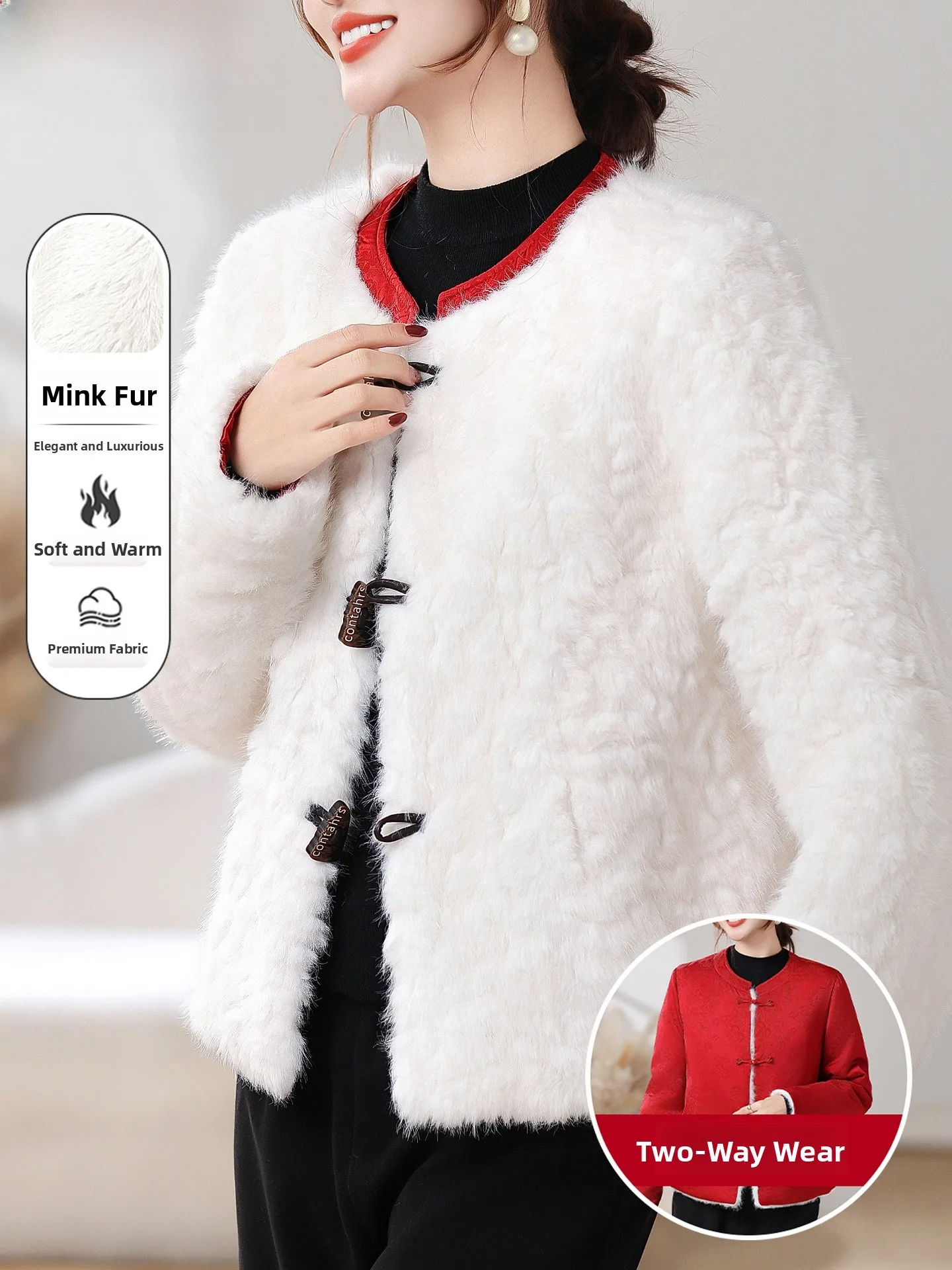 

Двусторонняя меховая куртка, зимняя одежда, маленький размер, зимняя верхняя одежда для мам, комбинированная из кожи и меха, бархатное женское пальто