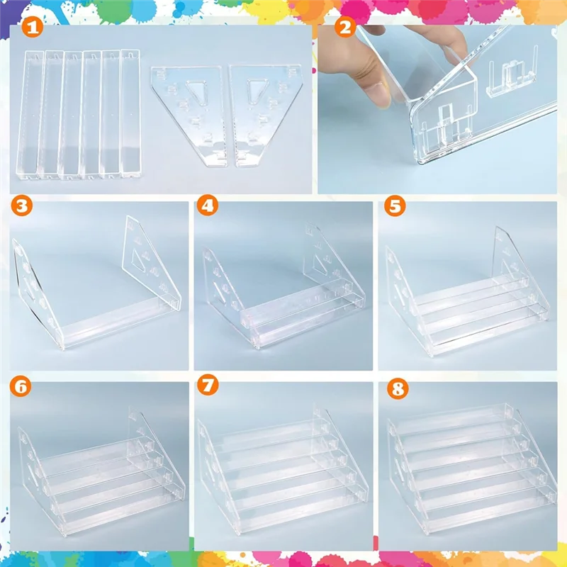 

A13E-6-Layer Acrylic Paint Storage Box With Paint Brush Holder, Paint Bottle Storage Box For Craft Paint Storage Organizer