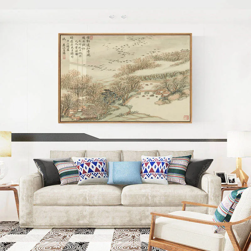 

Abstract Chinese Style Ink Landscape Canvas Painting Vintage Wall Art Scenery Picture Posters Print Craft Living Room Decoration