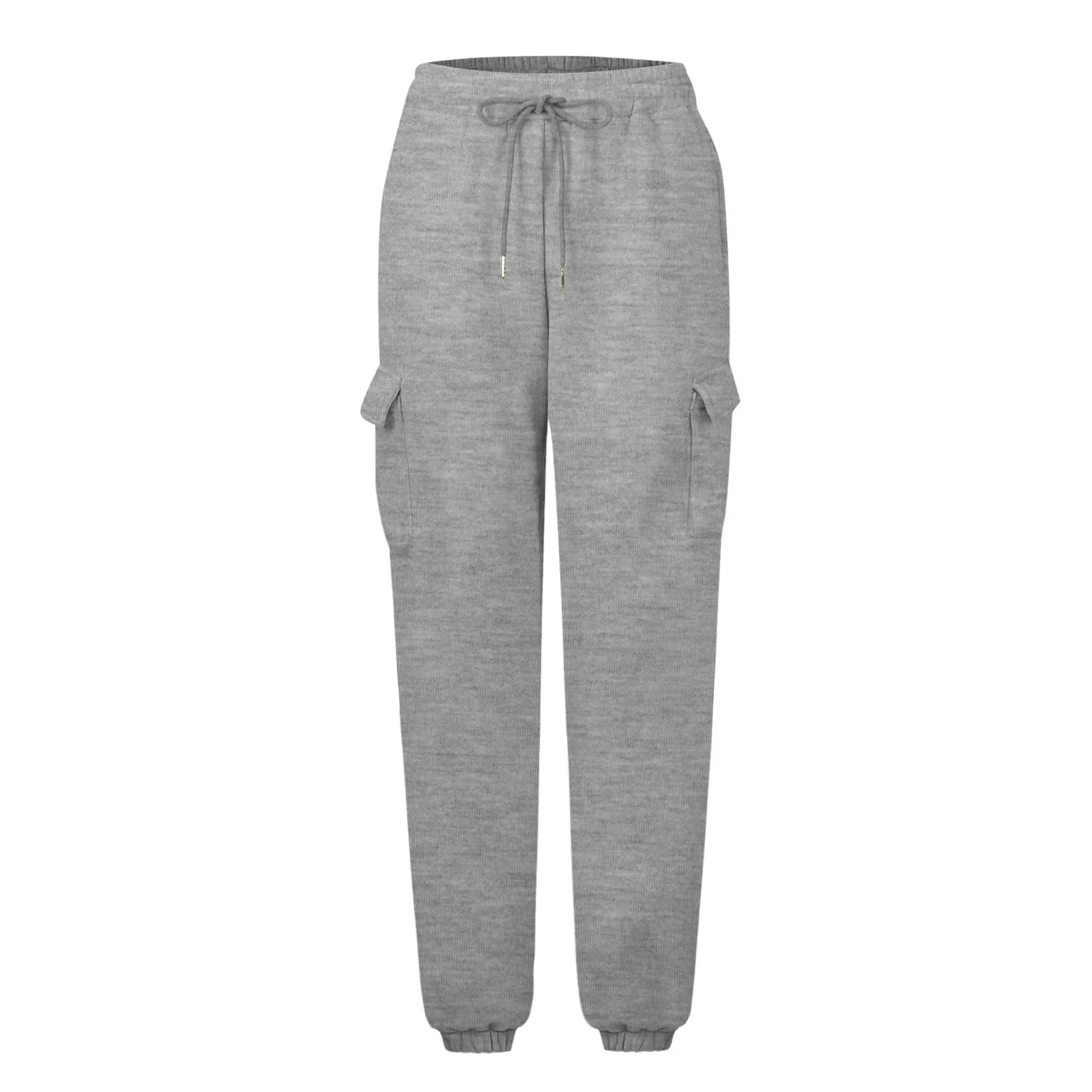 الخريف النساء الصوف Sweatpants بلون الجانب جيب عالية الخصر بنطلون رياضي سميكة عادية ركض السراويل الإناث