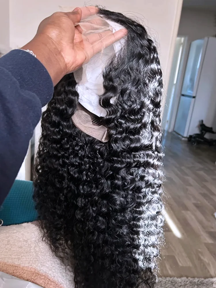 

300 Density 46 inch Deep Wave Human Hair Curly Wigs 100% Glueless 13x6 Hd Lace Frontal Front Wig Burmese Curls Multi Parting