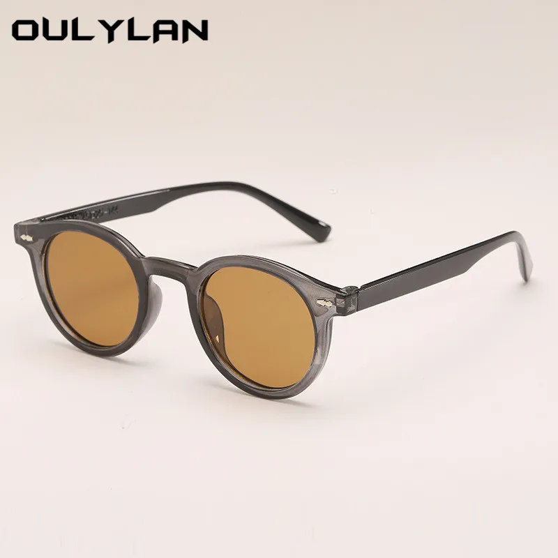 Oulylan Classic Round Sunglasses Men 2022 New Round Frame Fashion Brand Designer Green Yellow Driving Sun Glasses Male Shades