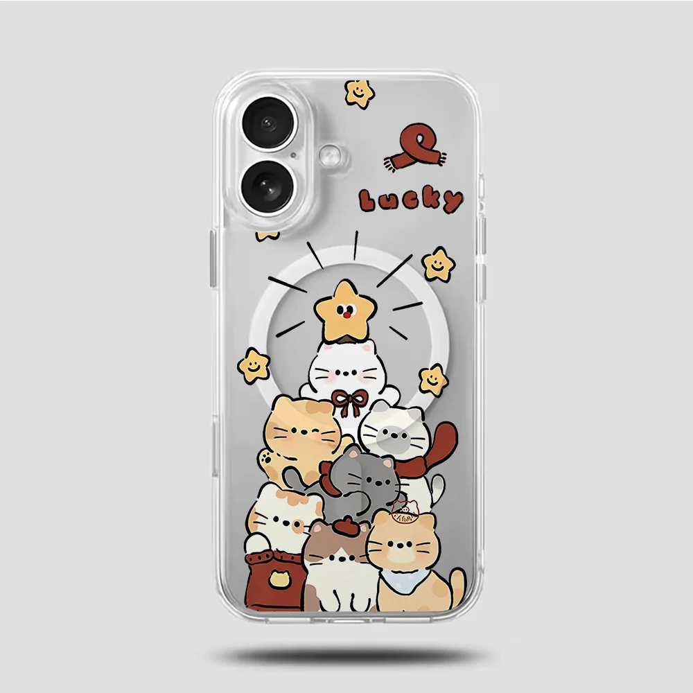 Cute Cartoon Kitten Print Compatible Phone Case For iphone 17 14 15 16 11 12 13 Pro Max 17 Air 15 16 14 Plus 16E 17E Clear Cover view 3