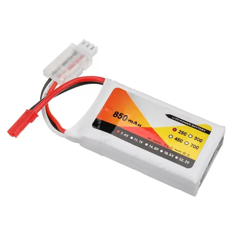 For ZOP Power 7.4V 850mAh 25C 2S Lithium Battery JST Plug