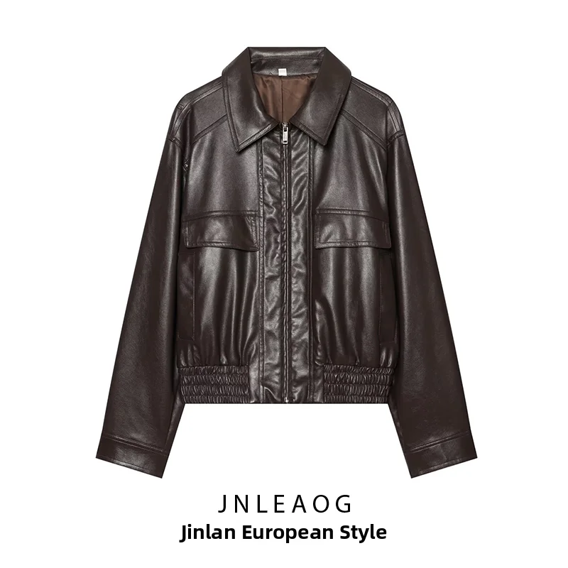 JNLEAOG Comfortable Large Oversized Coat Autumn New Style Commute Style Women's Short Outerwear Polyester Fabric Zipper Closure