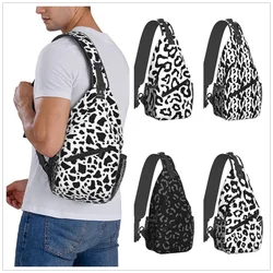 Bolso de pecho con patrón de leopardo negro para mujer, bolso de hombro de moda, deportes y ocio, bolso oblicuo