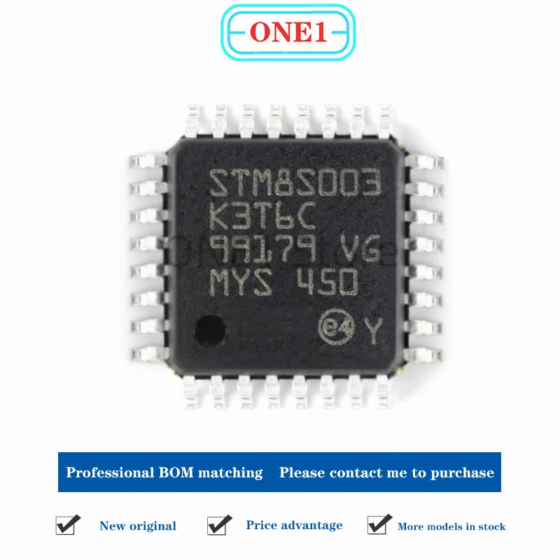 1PCS/lot New original STM8S003K3T6C LQFP-32 16MHz/8KB flash memory/8-bit microcontroller-MCU