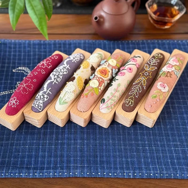 

Beginner Sashiko Kit - Make Your Own Embroidered Pin Cushion, Complete Set with Pre-Stamped Cotton, Thread, Filling