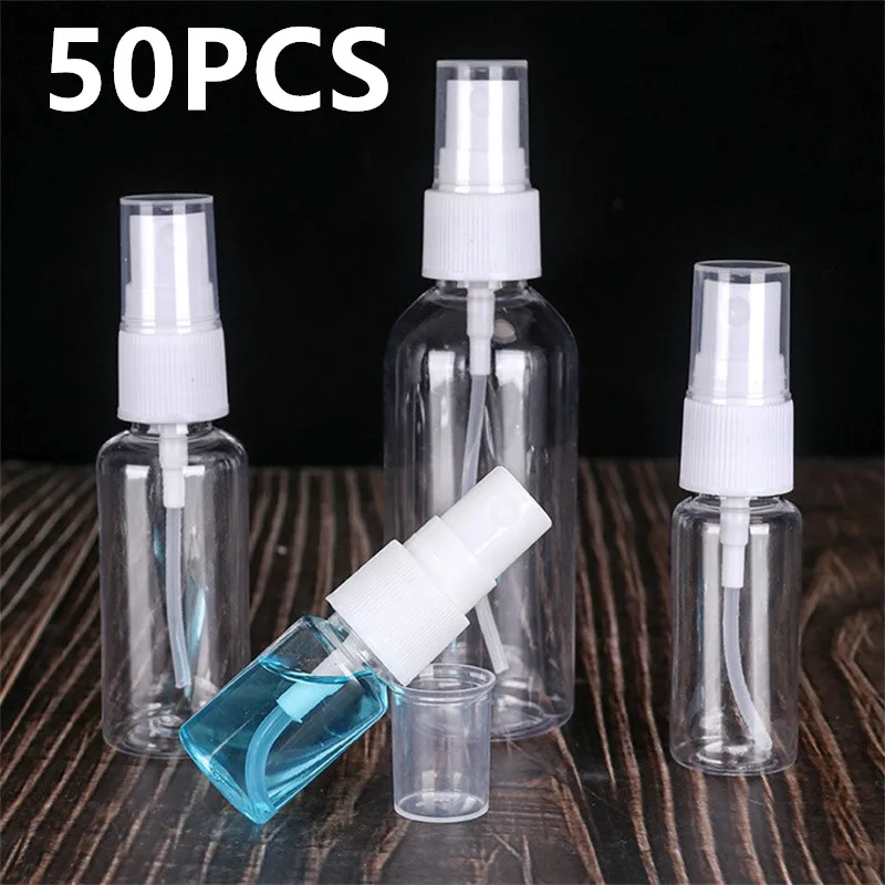 10/50 sztuk 10ml 20ml 30ml 50ml 100ml plastikowa butelka wielokrotnego napełniania butelka perfum Atomizer pusta butelka z rozpylaczem przenośne narzędzie podróżne