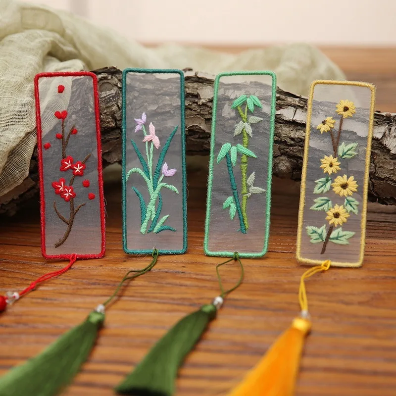 Bookmarks Cross-stitch Plum Blossom Diy Embroidery Peace and Blessing Pouch Stitch for Needlework Needle Minder Organizer Craft